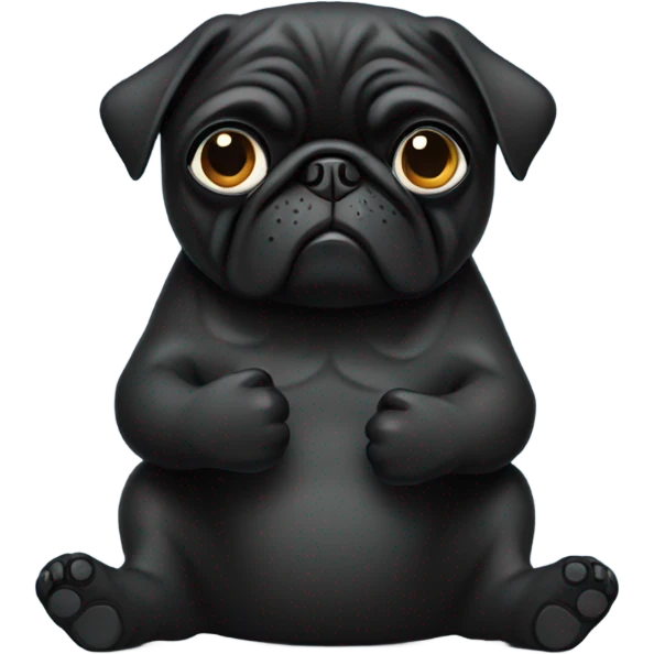 Black pug giving the thumbs down sign emoji