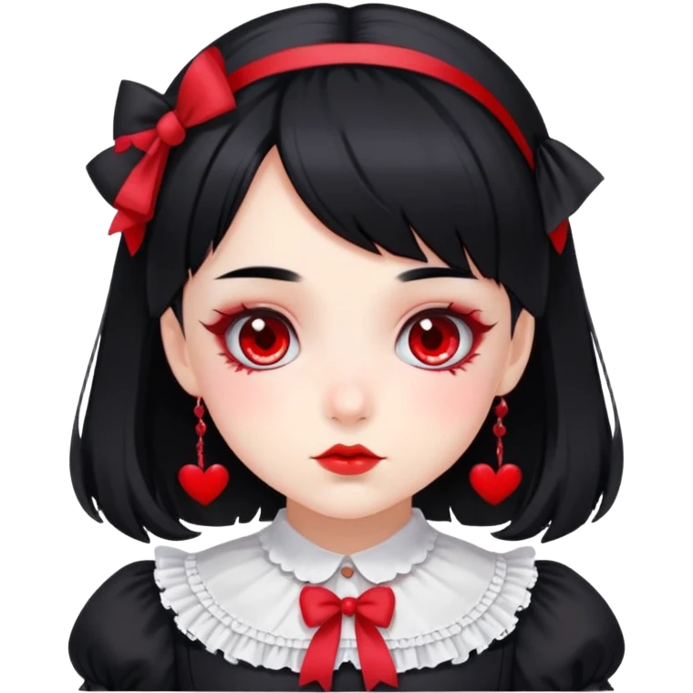 girl in black Lolita dress with black hair and red tips emoji