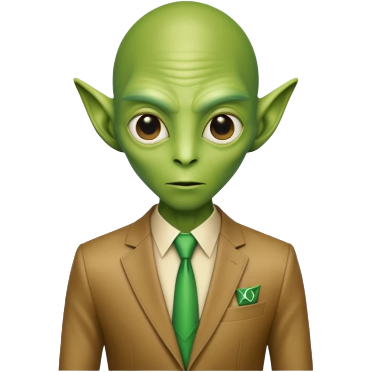 Green tall alien wearing Louis Vutton suit emoji