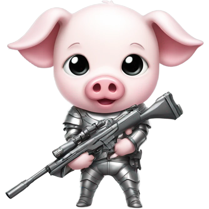 Baby pig sniper in silver armor shoots and heart fires emoji