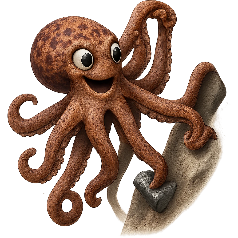 Make this octopus climber look more realistic with detailed textures and natural colors, remove the background. emoji