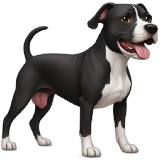 Dog american Stanford and pitbull negro con mancha blanca en el morro emoji