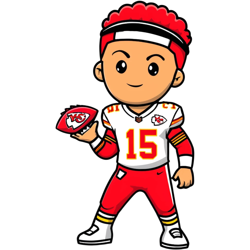 Patrick Mahomes, Kansas City Chiefs quarterback with headband and uniform emoji