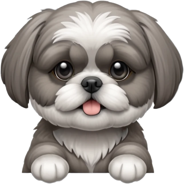 cute all grey shih tzuh behind window blinds pulling them open with one paw and PEEKING through the slit between the blinds emoji