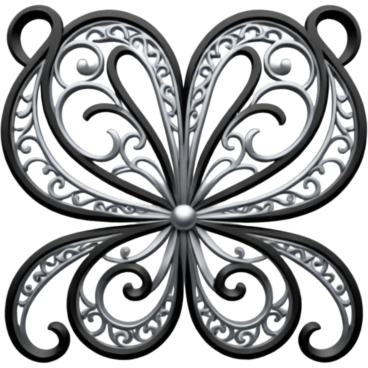 Black and silver filigree, 3D, extremely detailed design emoji