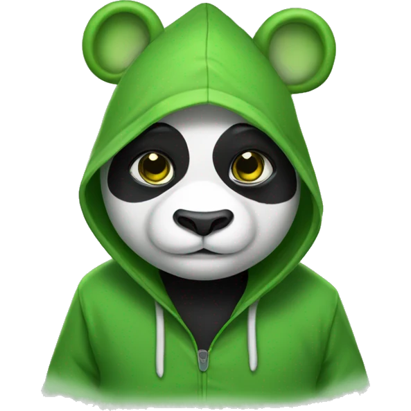 panda wearing frog hoodie emoji