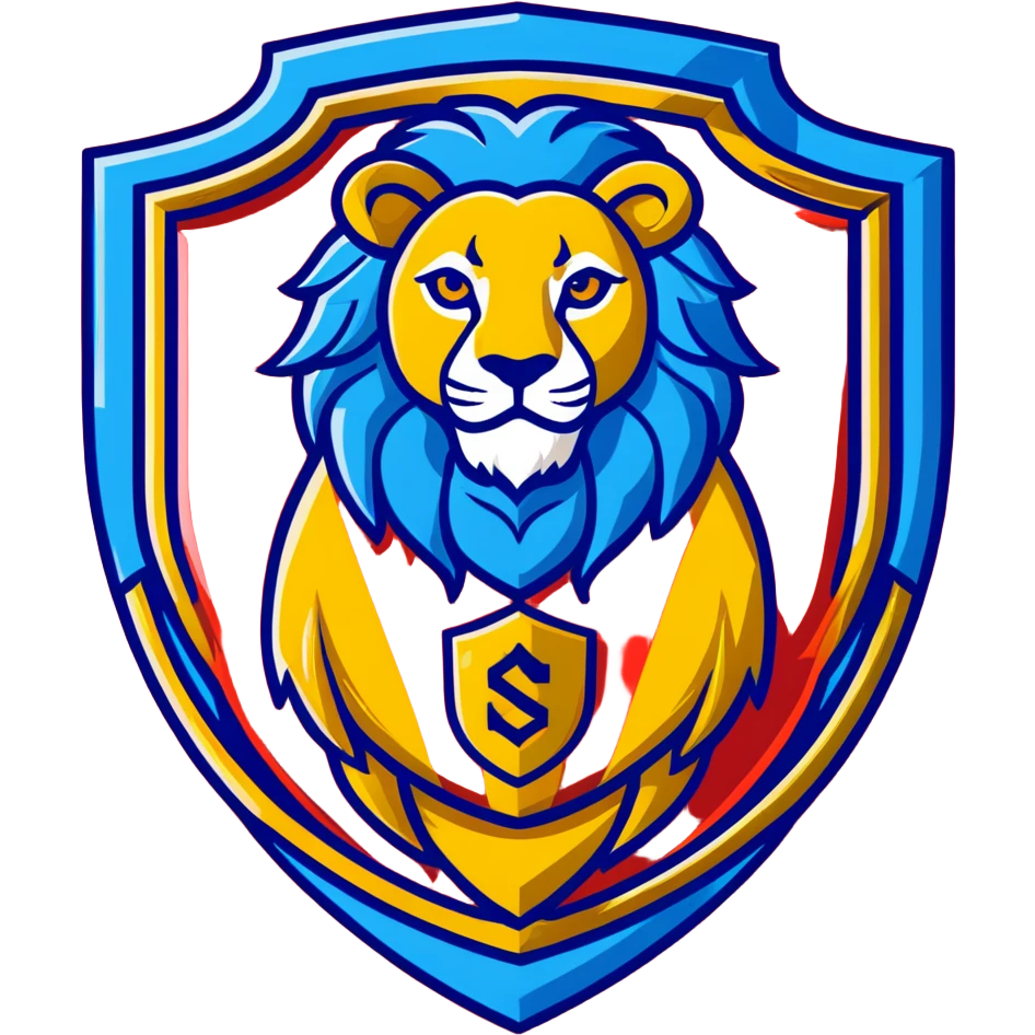 Majestic lion shield emblem, red and gold, House Augustus emoji