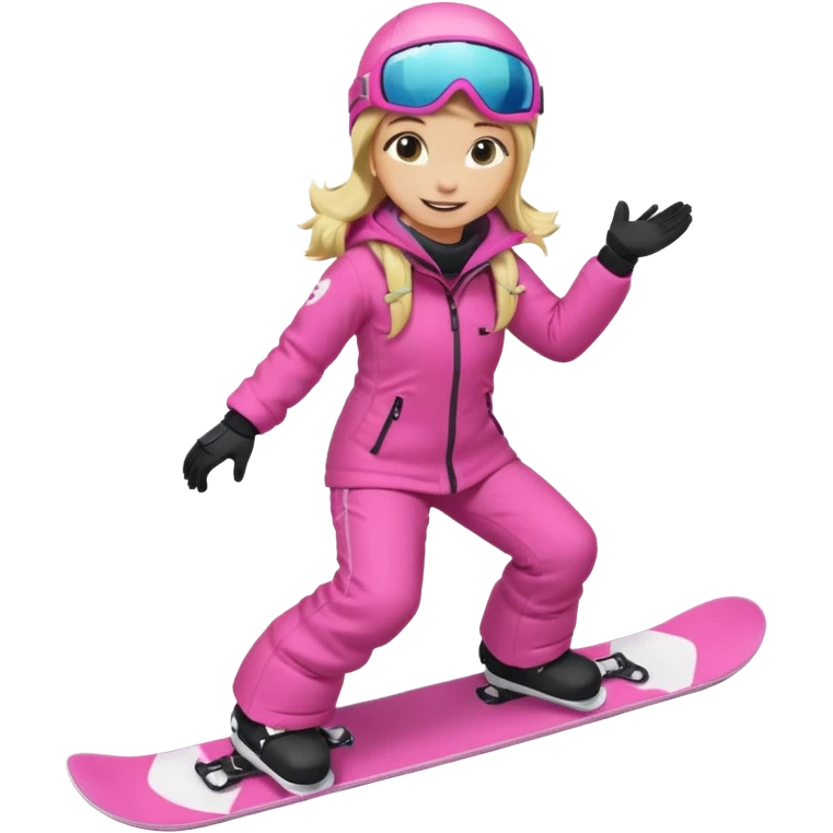 A snowboarder girl in a pink kosume full body blonde emoji