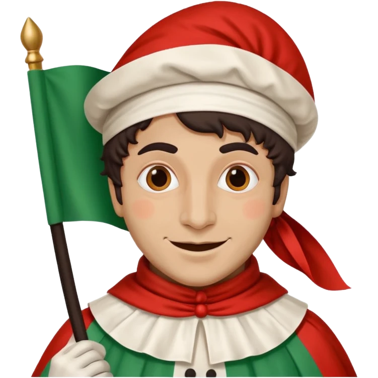 pulcinella con bandiera italiana emoji