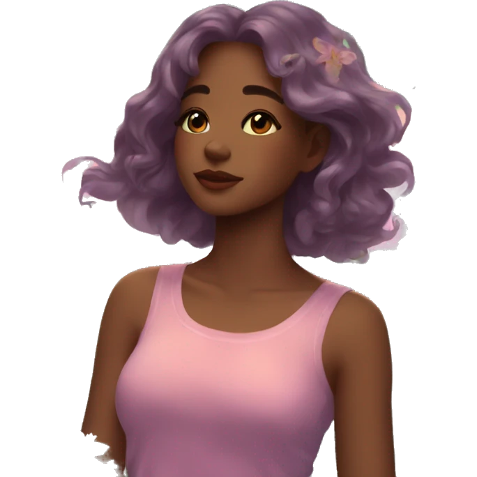 Dreamy pretty shiny colorful girl in nature aesthetic emoji