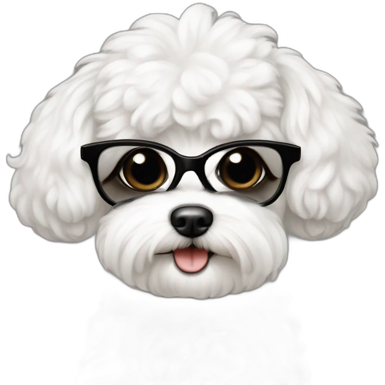 mujer gafas y perro bichon maltés blanco emoji