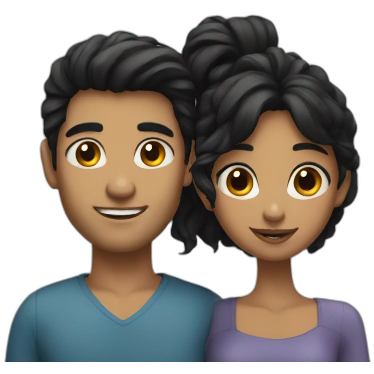 Black haired girl with a man emoji