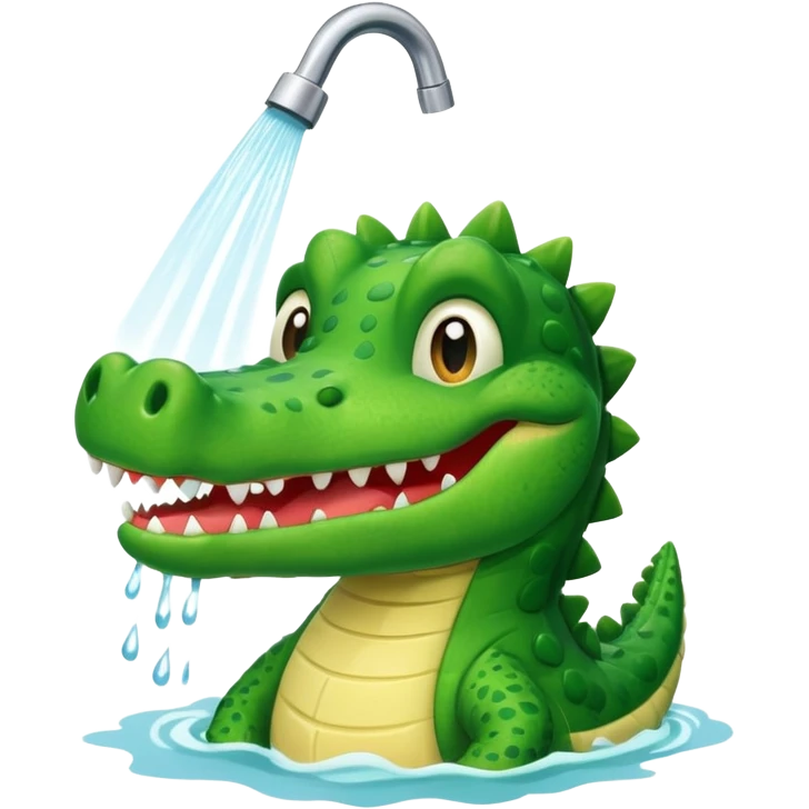 Cute crocodile is showing under the shower like game Where's my water emoji