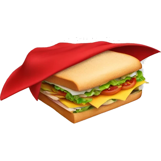 flying sandwich wearing a red cape emoji
