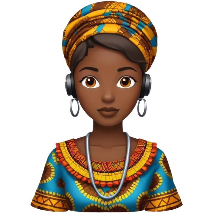 African female customer support agent wearing ankara emoji