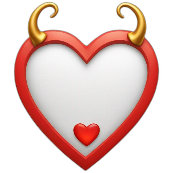 Red heart frame with gold horns emoji
