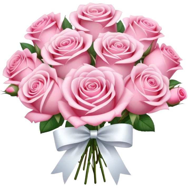 A sparkly romantic beautiful cute pretty aesthetic soft-pink bouquet of roses with a ribbon emoji