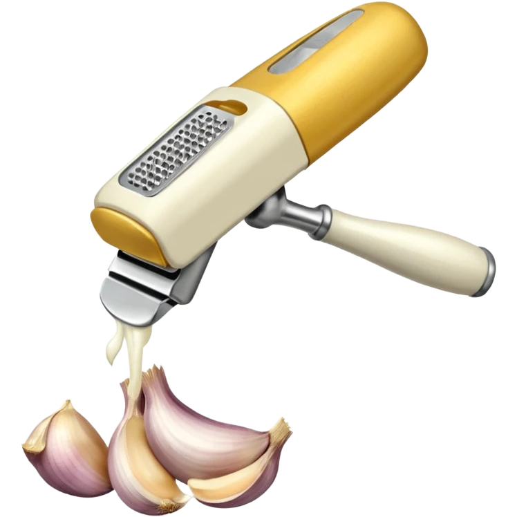 garlic being pressed by a garlic press emoji