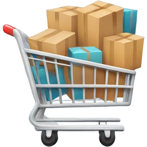 Online shopping cart logo stuff with boxes emoji