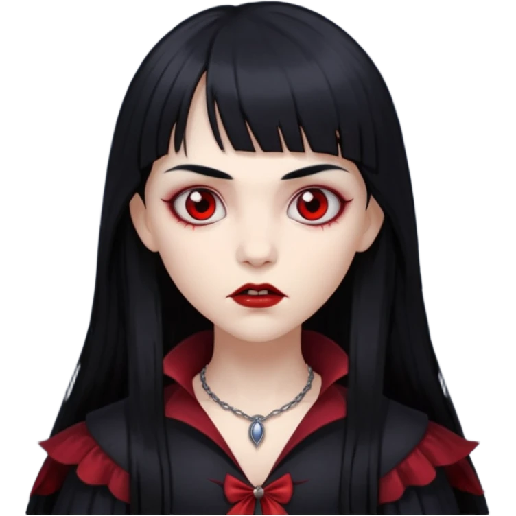 quero a foto de uma vampira com franja de cabelo preto emoji