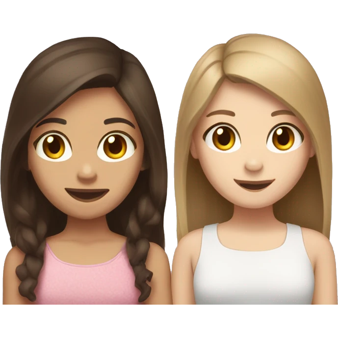 two girls one with dark brown hair one with light brown hair both white skin sleepover  emoji