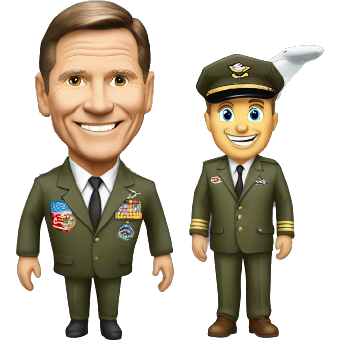 Kenneth Copeland in aviator clothes in front of a jet emoji