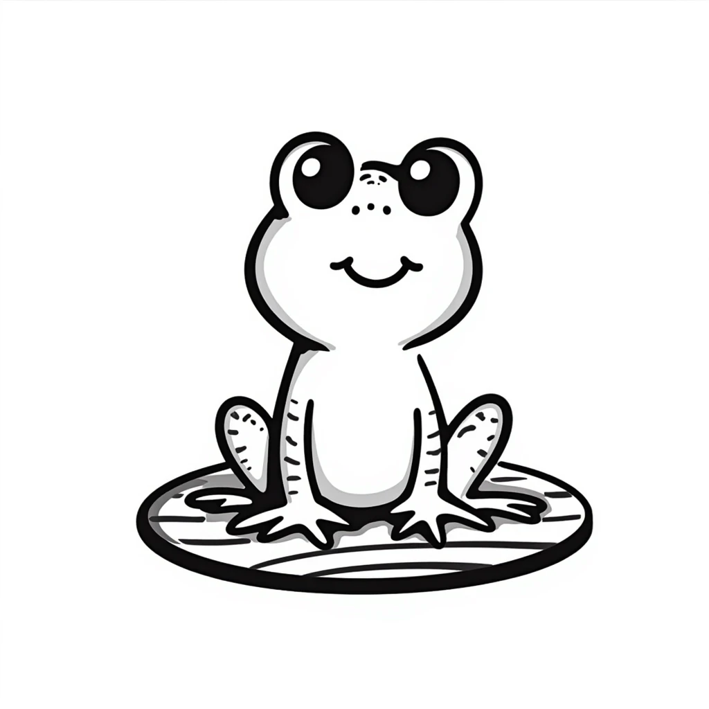 hand drawn doodle of a frog emoji