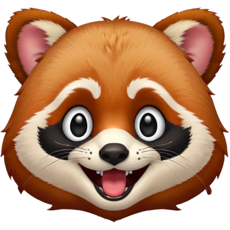 only the face of a red panda laughing emoji style with the laughing tears  emoji