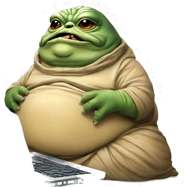Jabba the Hutt from Star Wars with a laptop emoji