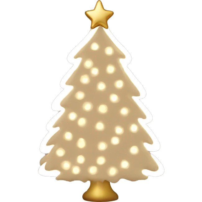 A beige christmas tree with gold lights  emoji
