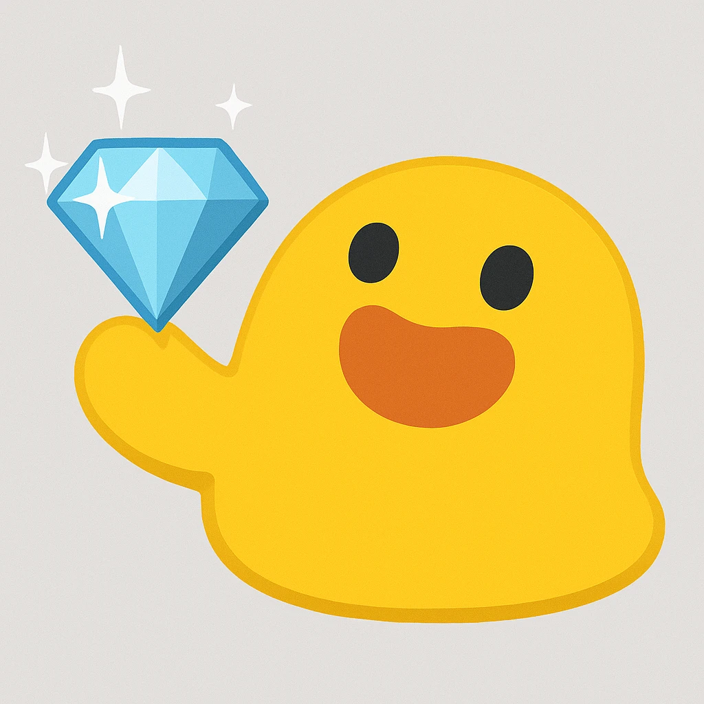 Edit the yellow blob character to hold a sparkling diamond instead of a star, keeping the same style and expression as the original image. emoji