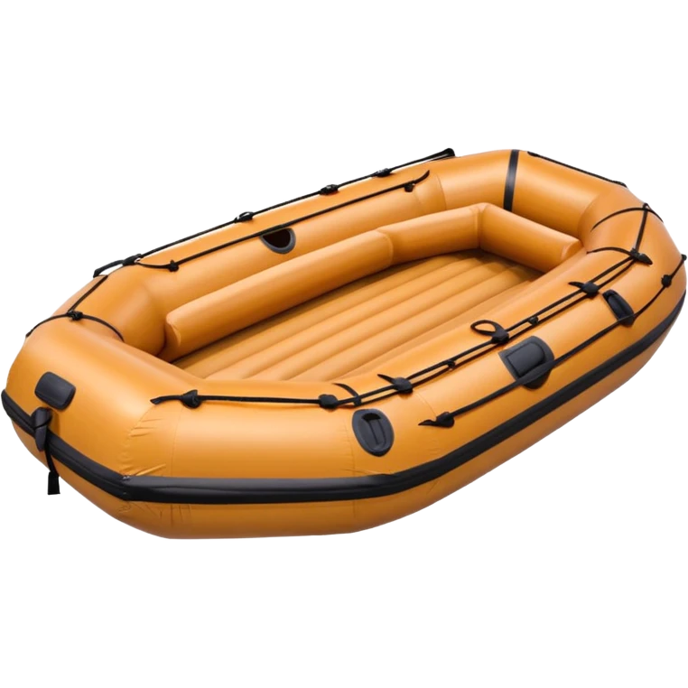 brown round inflatable boat with several seats around the perimeter emoji