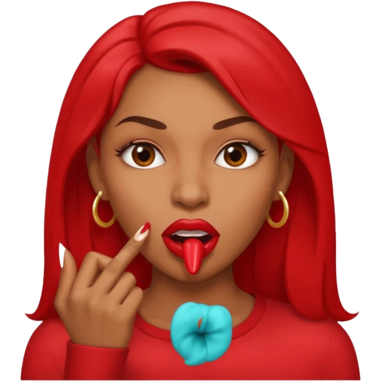 Big lips long nails bestie circle head biting her 1 nail emoji