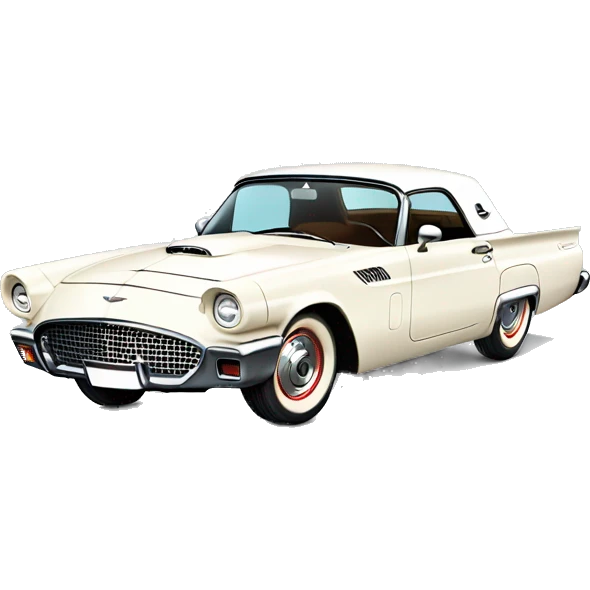Light white Ford Thunderbird vintage emoji