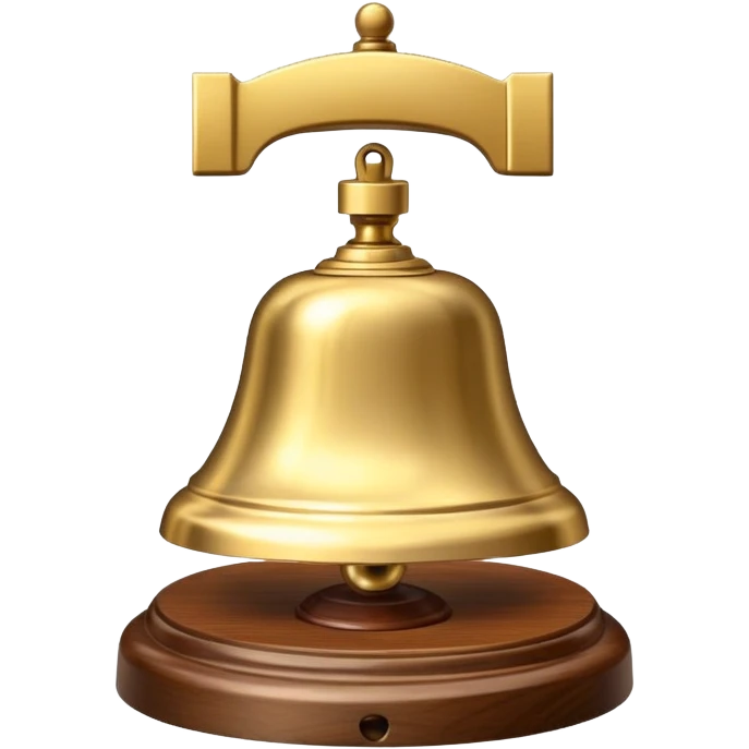 A hotel bell with a polished brass surface on a wooden base emoji