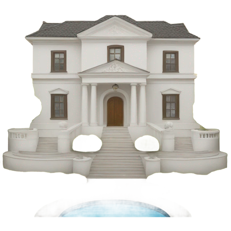 a white villa with two lions infront of it emoji