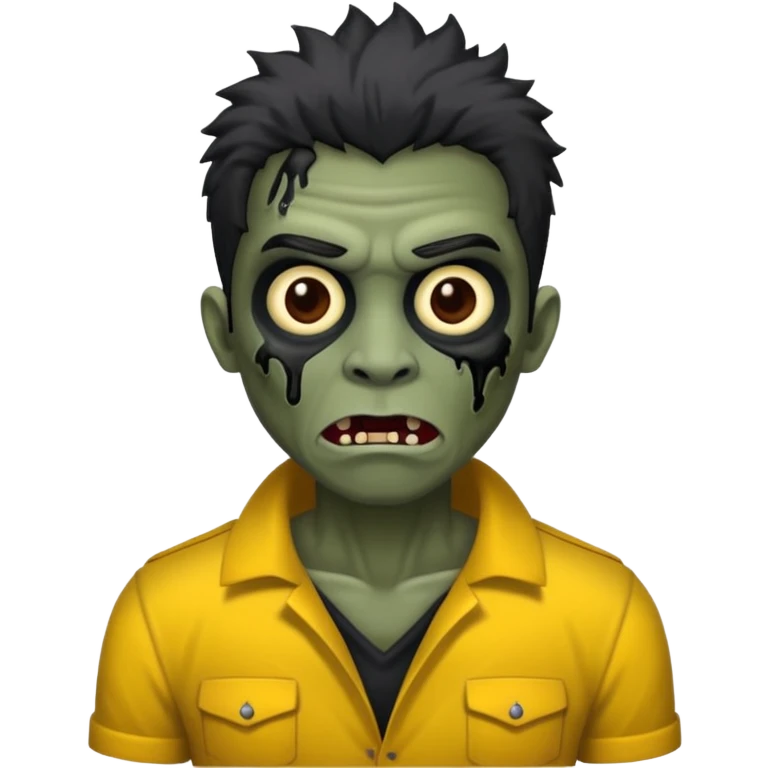 Zumbi com cabelo preto de tamanho médio e roupa preta (Masculino) emoji