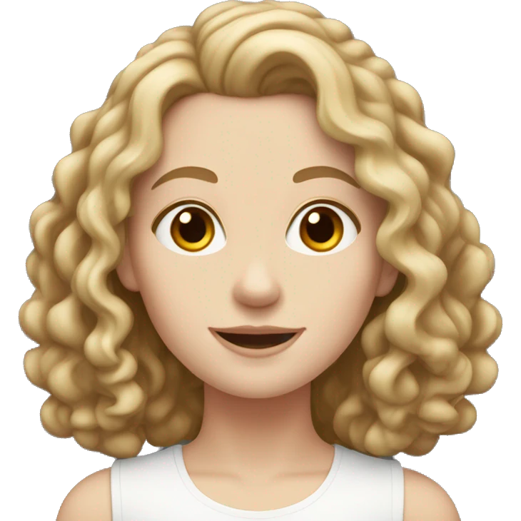 pale white girl with shoulder length brown ringlets hair.   emoji