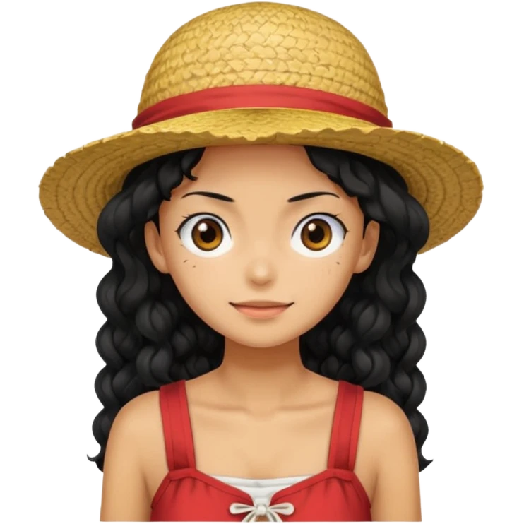 a woman with Luffy hat and have long curly hair emoji