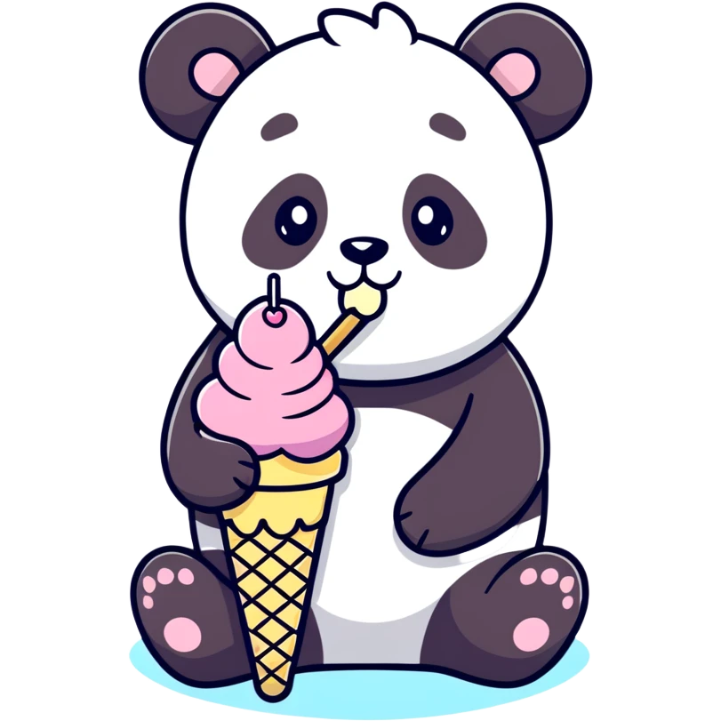 Panda eating ice cream emoji