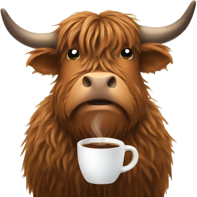 highland coo drinking coffee emoji
