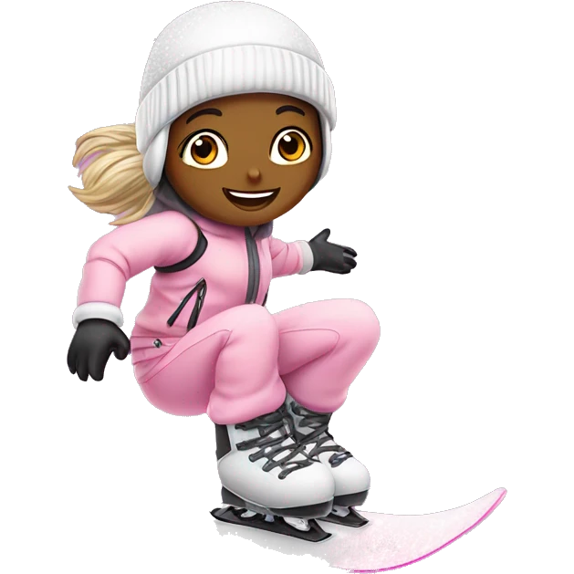 Light pink snowboarder girl on sparkle snow ￼ emoji