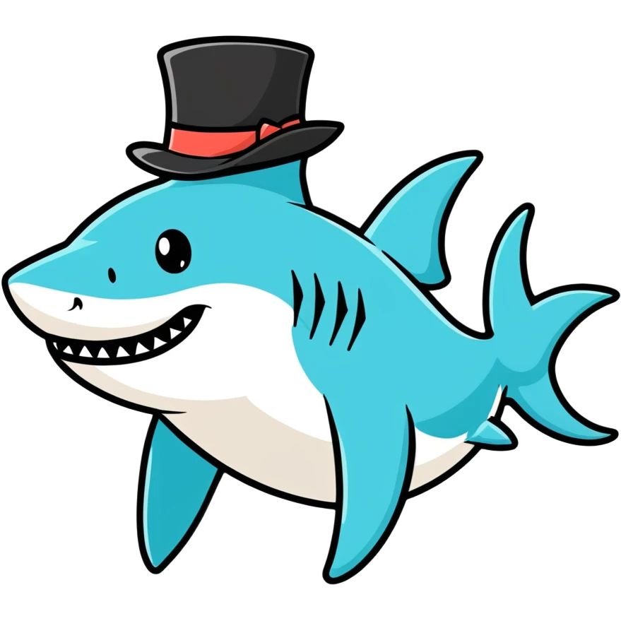 Shark with a top hat emoji