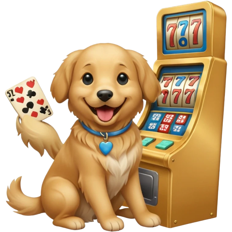 a dog plays slots emoji