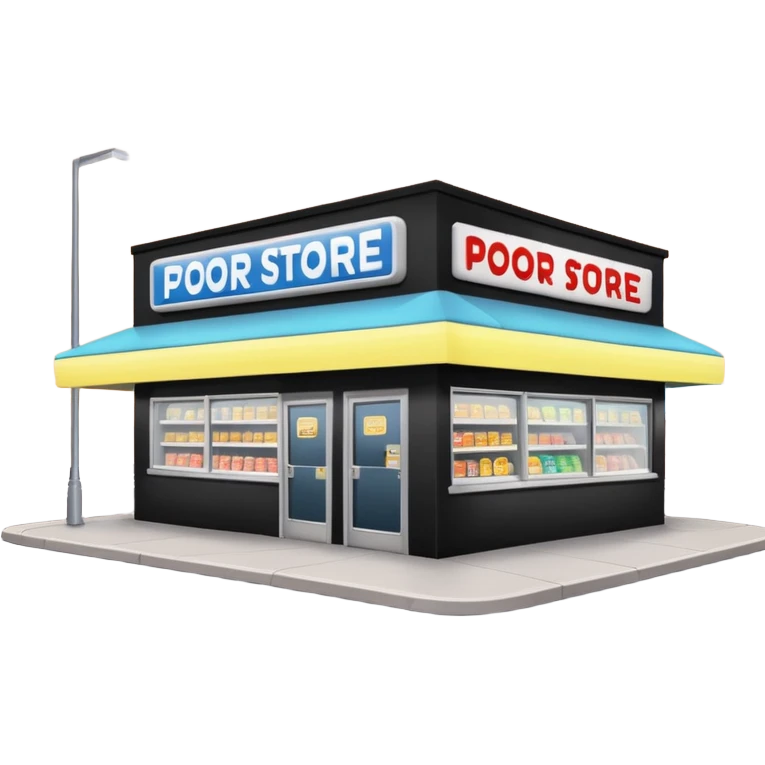 Convenience store named poor store and more emoji
