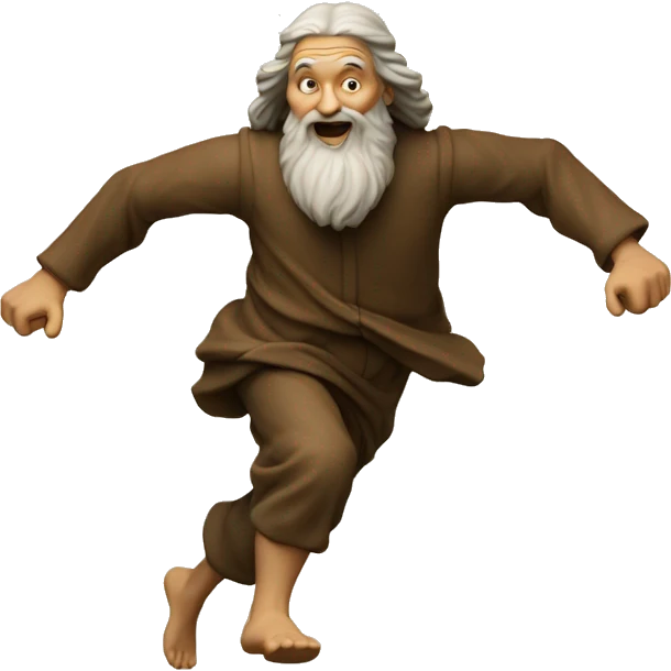 Leonardo Da Vinci running, with a large stride and arms outstretched emoji