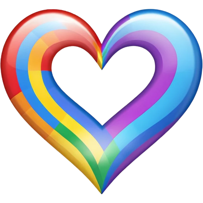 rainbow pride heart with bold rainbow outline emoji