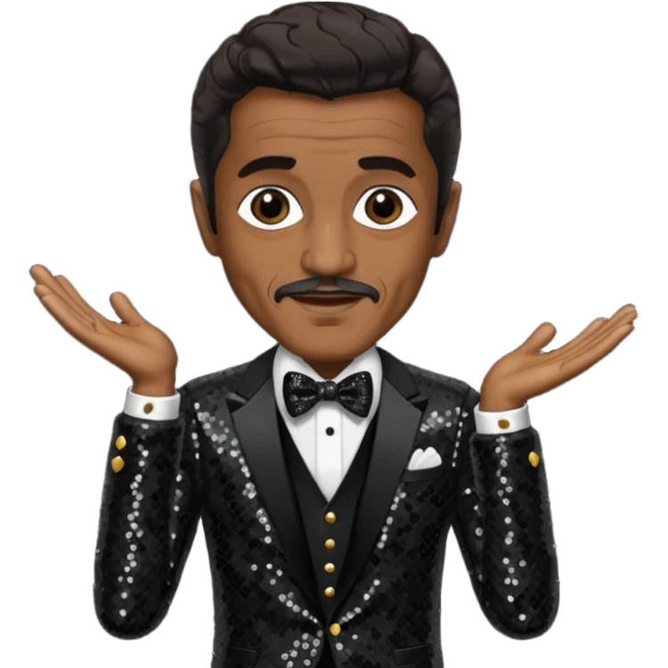 Sammy Davis Jr with dark brown hair, black sequin outfit emoji