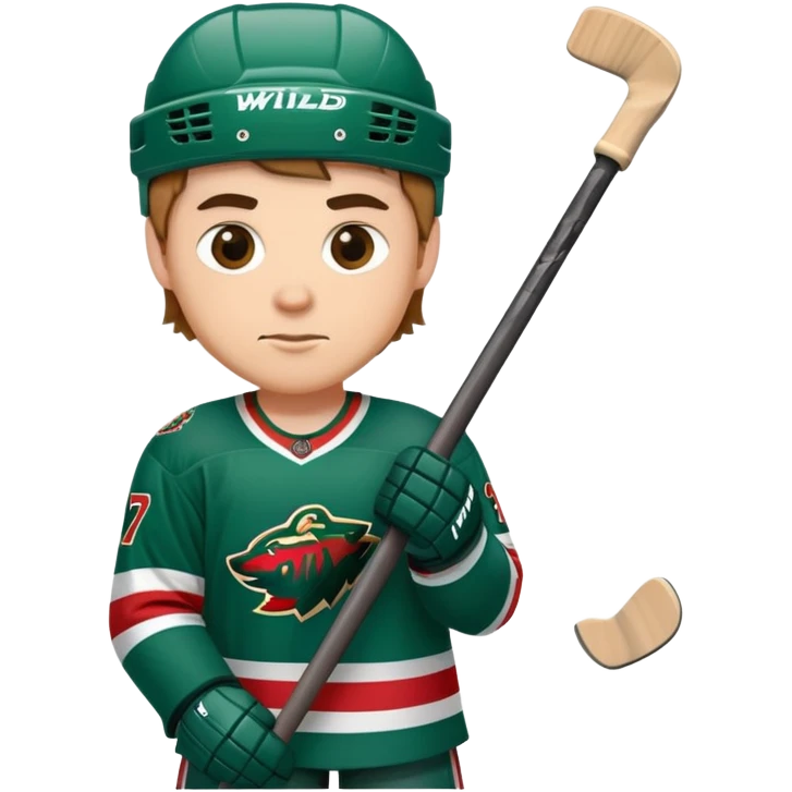 Minnesota Wild ice hockey full player with one hockey stick emoji