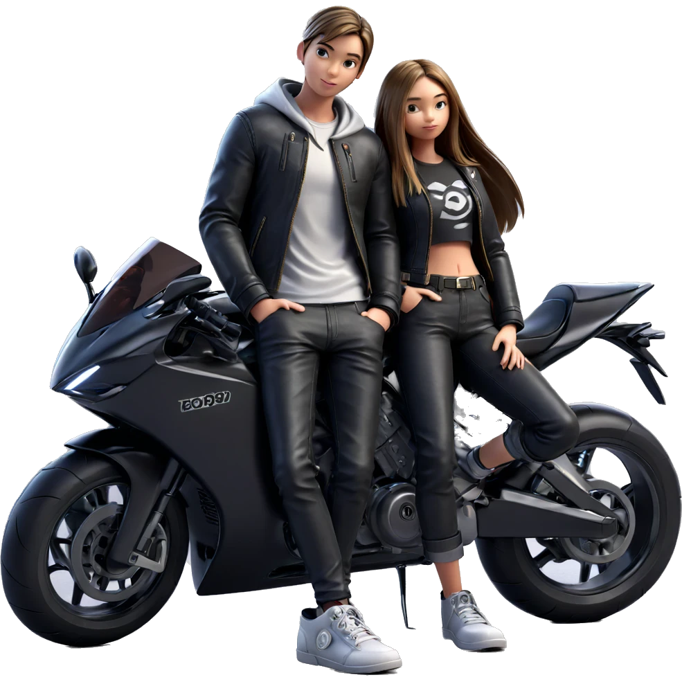 girl and boy by motorcycle emoji